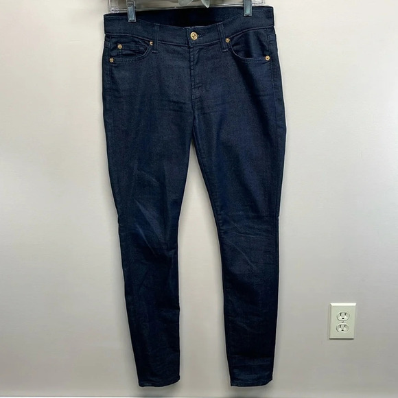 NWOT 7 For All Mankind The Skinny Dark Wash Denim Jeans 27 - Picture 4 of 16